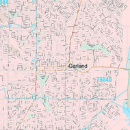 Premium Style Wall Map of Garland, TX