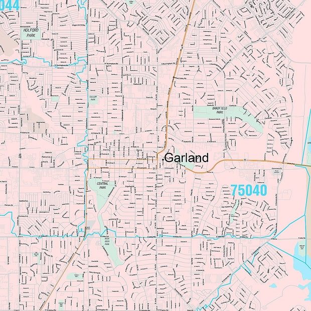 Premium Style Wall Map of Garland, TX – Texas Map Store