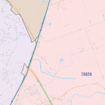 Colorcast Zip Code Style Wall Map of Georgetown, TX