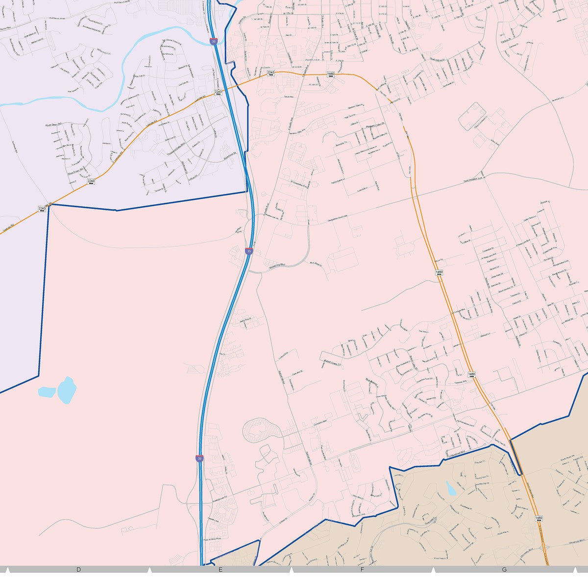 Colorcast Zip Code Style Wall Map of Georgetown, TX
