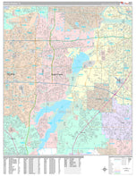 Premium Style Wall Map of Grand Prairie, TX