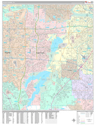 Premium Style Wall Map of Grand Prairie, TX