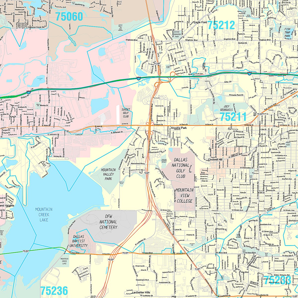 Premium Style Wall Map of Grand Prairie, TX