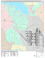 Premium Style Wall Map of Grapevine, TX