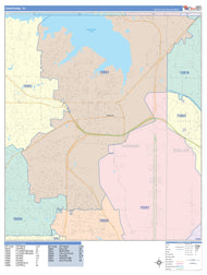 Colorcast Zip Code Style Wall Map of Grapevine, TX