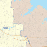 Colorcast Zip Code Style Wall Map of Grapevine, TX