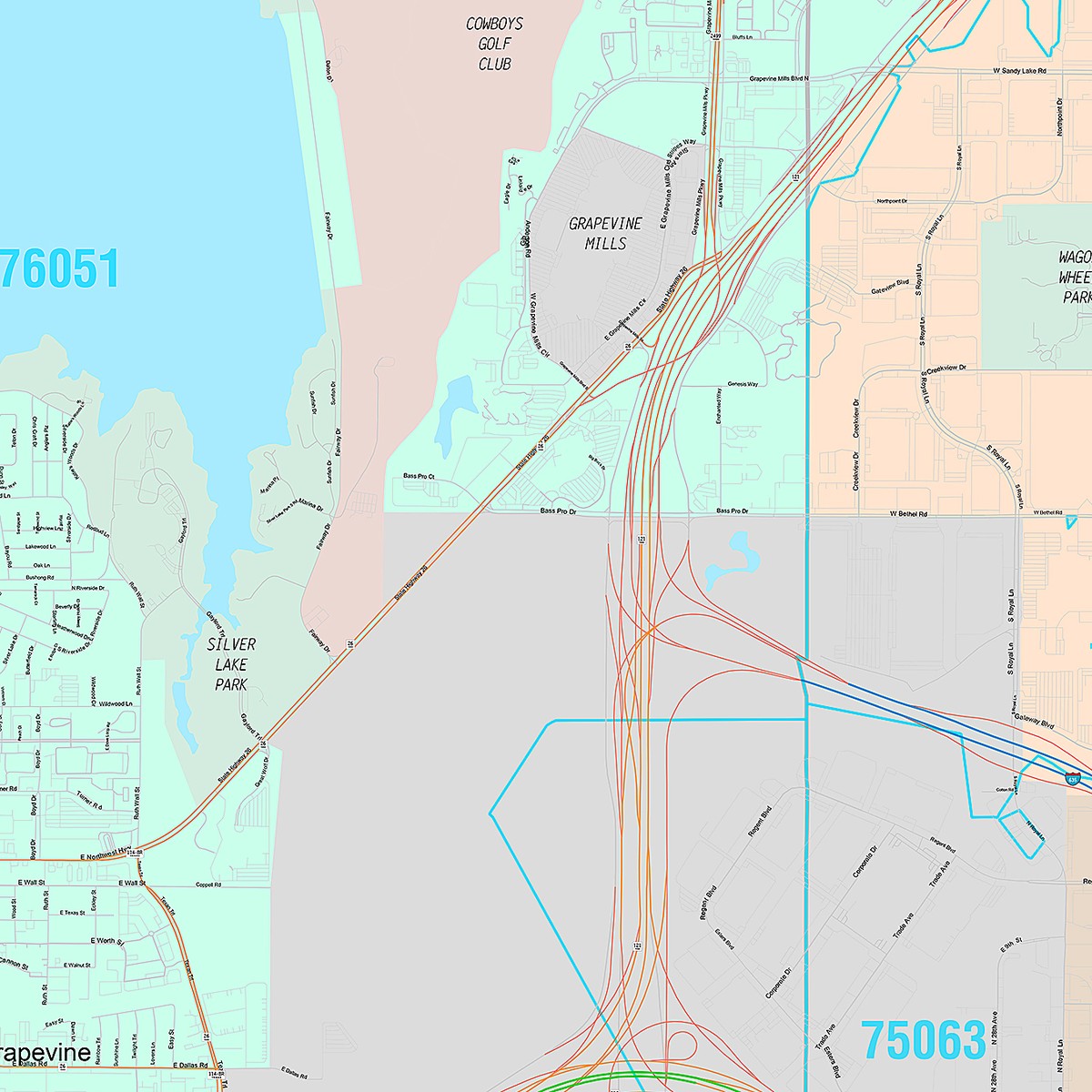 Premium Style Wall Map of Grapevine, TX