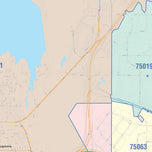 Colorcast Zip Code Style Wall Map of Grapevine, TX
