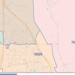 Colorcast Zip Code Style Wall Map of Grapevine, TX