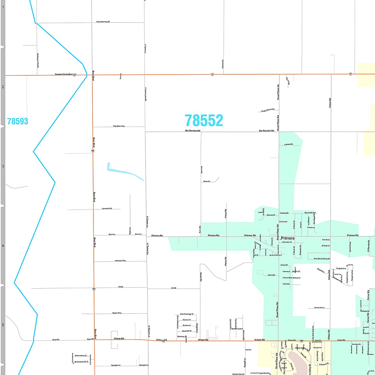 Premium Style Wall Map of Harlingen, TX