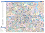 Colorcast Zip Code Style Wall Map of Houston by Market Maps