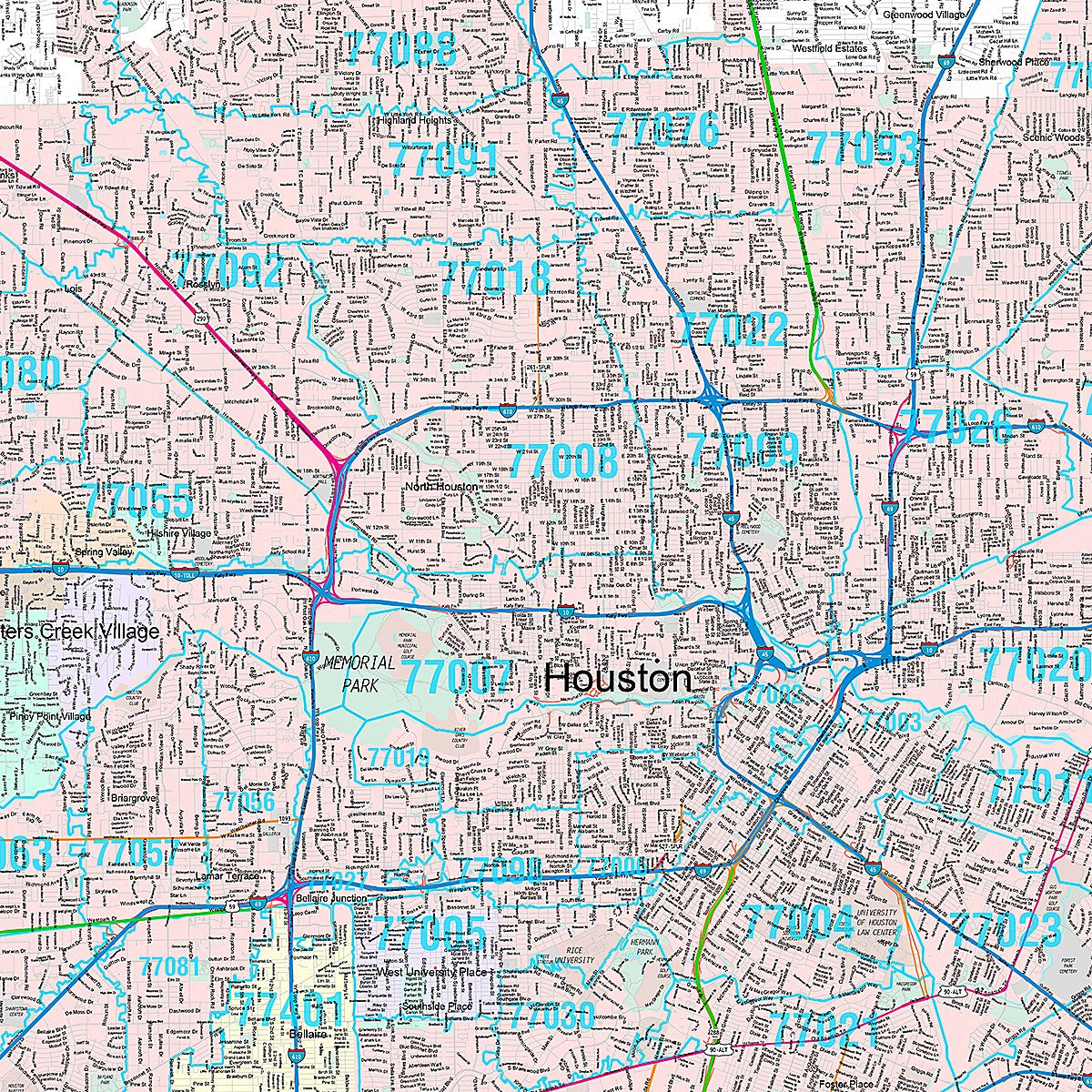 Premium Style Wall Map of Houston, TX