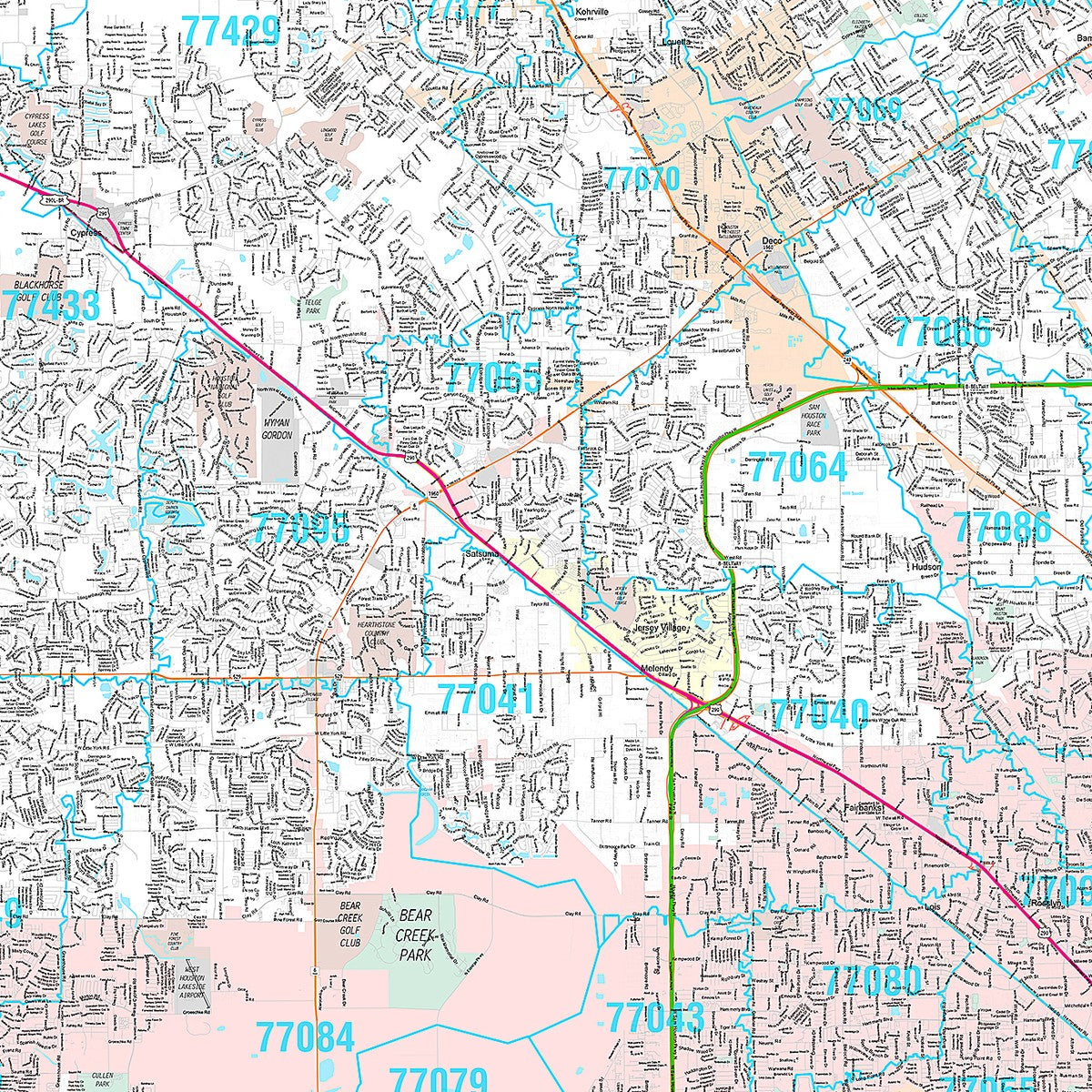 Premium Style Wall Map of Houston, TX