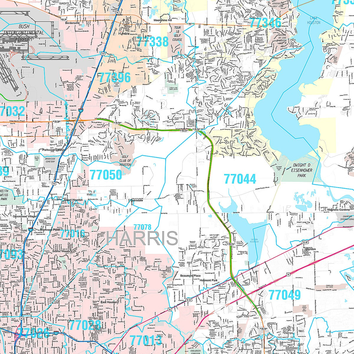 Premium Style Wall Map of Houston, TX