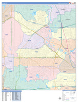 Colorcast Zip Code Style Wall Map of Irving, TX