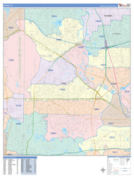 Colorcast Zip Code Style Wall Map of Irving, TX