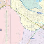 Colorcast Zip Code Style Wall Map of Irving, TX