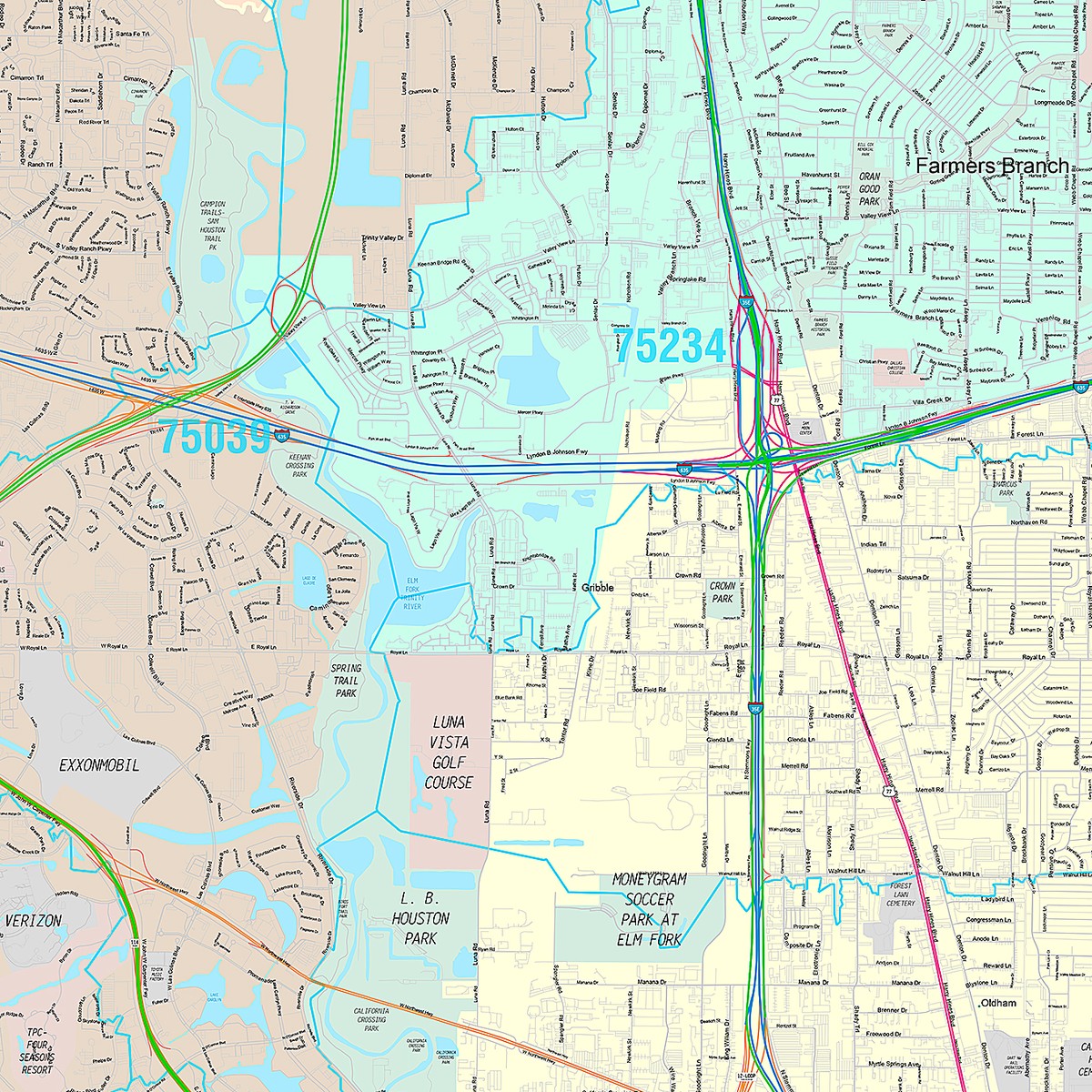 Premium Style Wall Map of Irving, TX