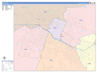 Colorcast Zip Code Style Wall Map of Killeen, TX
