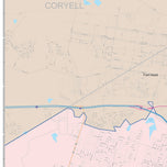 Colorcast Zip Code Style Wall Map of Killeen, TX