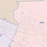 Colorcast Zip Code Style Wall Map of Killeen, TX