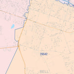 Colorcast Zip Code Style Wall Map of Killeen, TX