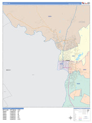 Colorcast Zip Code Style Wall Map of Laredo, TX