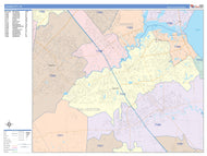 Colorcast Zip Code Style Wall Map of League City, TX