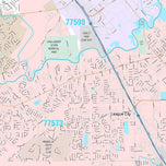 Premium Style Wall Map of League City, TX