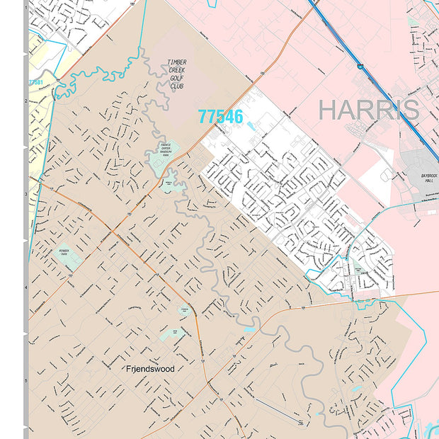 Premium Style Wall Map of League City, TX – Texas Map Store