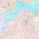 Premium Style Wall Map of League City, TX