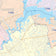 Colorcast Zip Code Style Wall Map of League City, TX