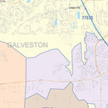 Colorcast Zip Code Style Wall Map of League City, TX