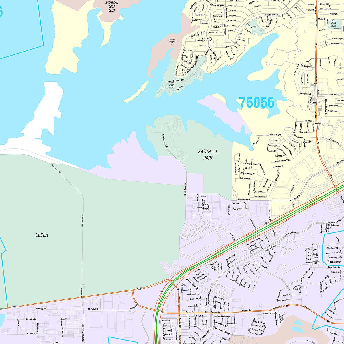 Premium Style Wall Map of Lewisville, TX