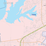 Colorcast Zip Code Style Wall Map of Lewisville, TX