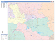 Colorcast Zip Code Style Wall Map of Longview, TX