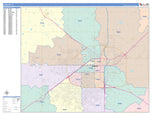 Colorcast Zip Code Style Wall Map of Lubbock, TX