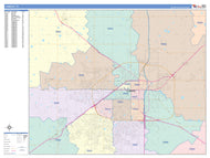 Colorcast Zip Code Style Wall Map of Lubbock, TX