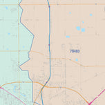 Colorcast Zip Code Style Wall Map of Lubbock, TX