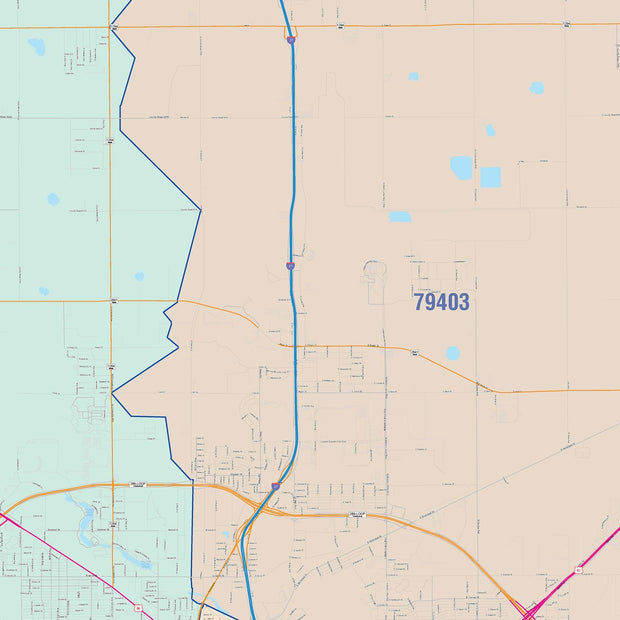 Colorcast Zip Code Style Wall Map of Lubbock, TX – Texas Map Store