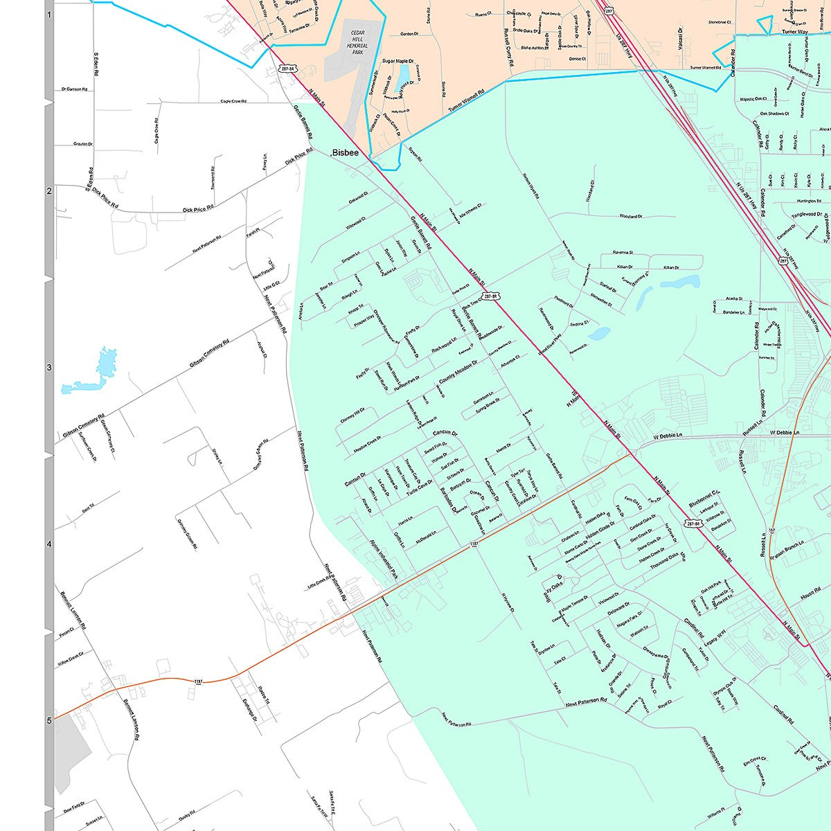 Premium Style Wall Map of Mansfield, TX