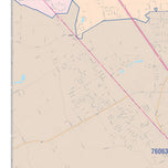 Colorcast Zip Code Style Wall Map of Mansfield, TX