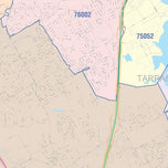 Colorcast Zip Code Style Wall Map of Mansfield, TX