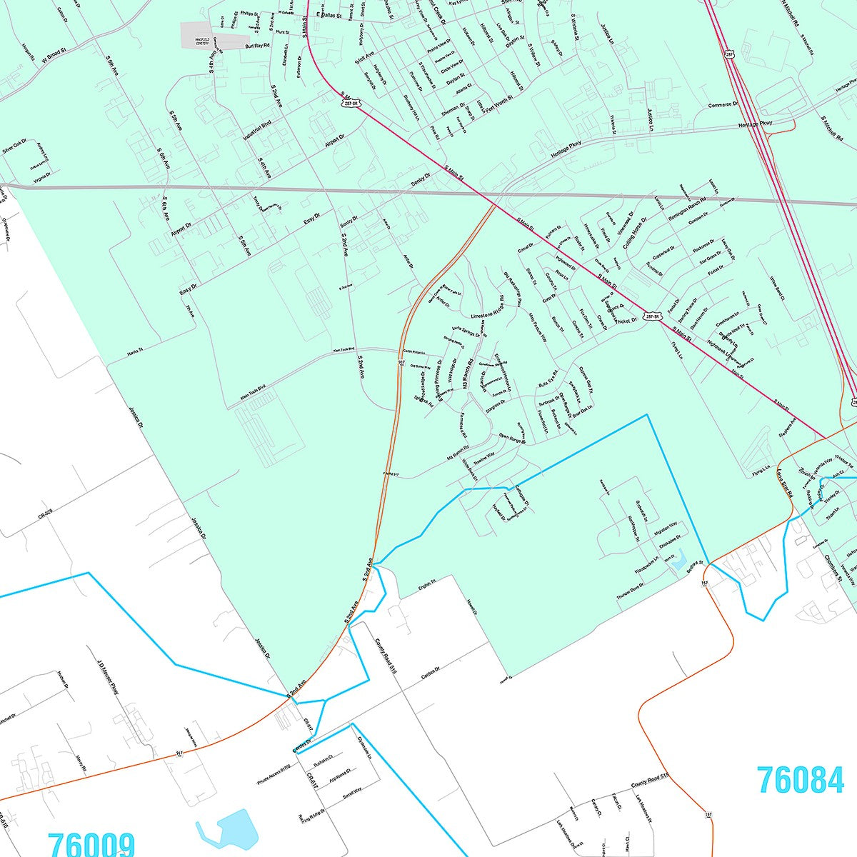 Premium Style Wall Map of Mansfield, TX