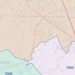 Colorcast Zip Code Style Wall Map of Mansfield, TX