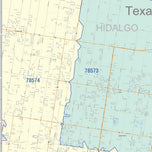 Colorcast Zip Code Style Wall Map of McAllen, TX