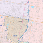 Colorcast Zip Code Style Wall Map of McAllen, TX
