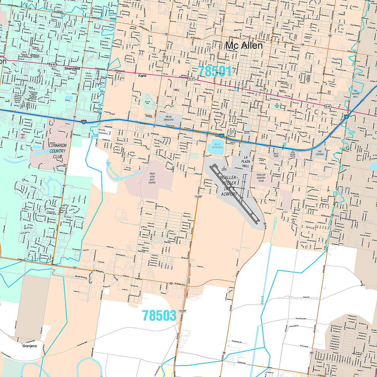 Premium Style Wall Map of McAllen, TX