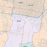 Colorcast Zip Code Style Wall Map of McAllen, TX