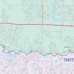 Colorcast Zip Code Style Wall Map of McKinney, TX